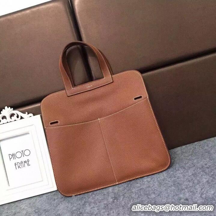 Market Sells Hermes Halzan Togo Original Leather H3909 Brown