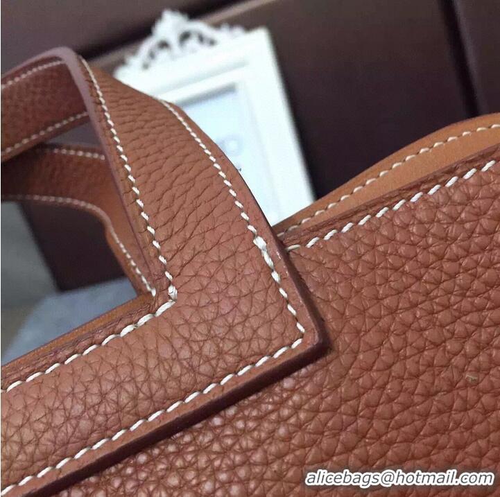 Market Sells Hermes Halzan Togo Original Leather H3909 Brown