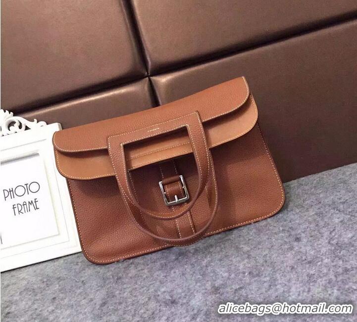 Market Sells Hermes Halzan Togo Original Leather H3909 Brown