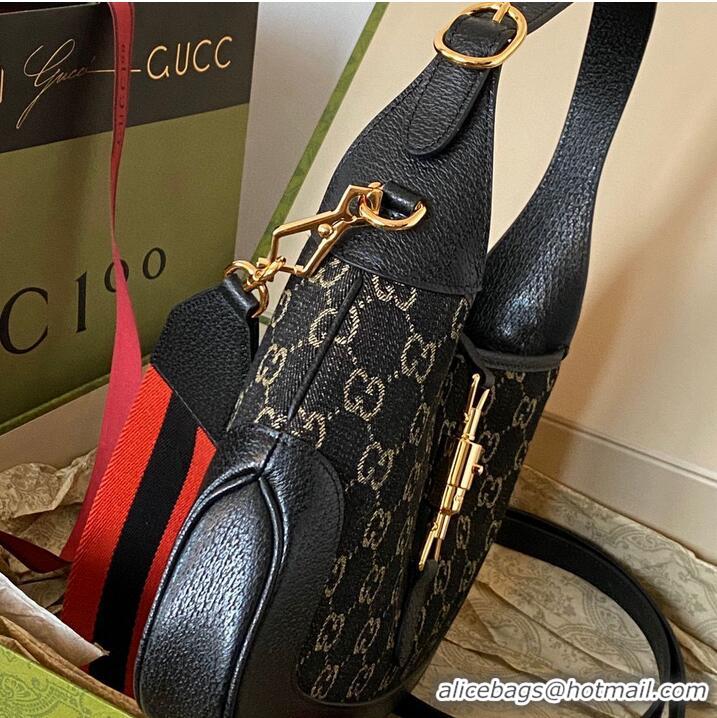 Famous Brand Gucci Jackie 1961 mini shoulder bag 636706 and 637092 black