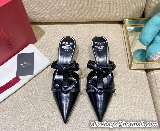 Purchase Valentino Lambskin Bow Mules 021680 Black