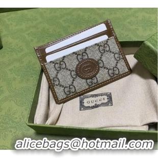 Famous Brand Gucci Card case with Interlocking G 673002 Brown