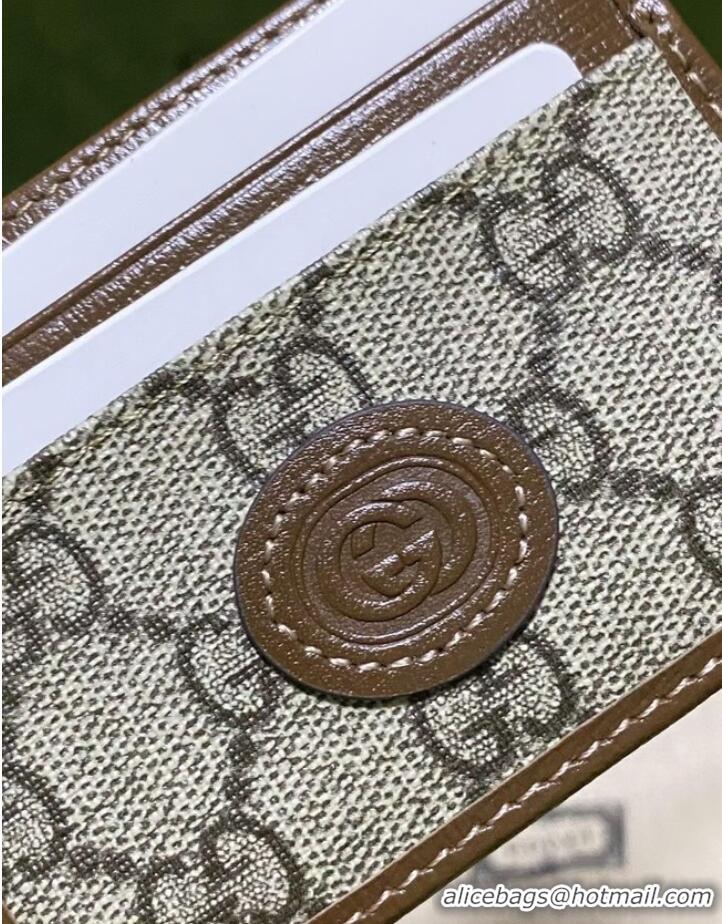 Famous Brand Gucci Card case with Interlocking G 673002 Brown