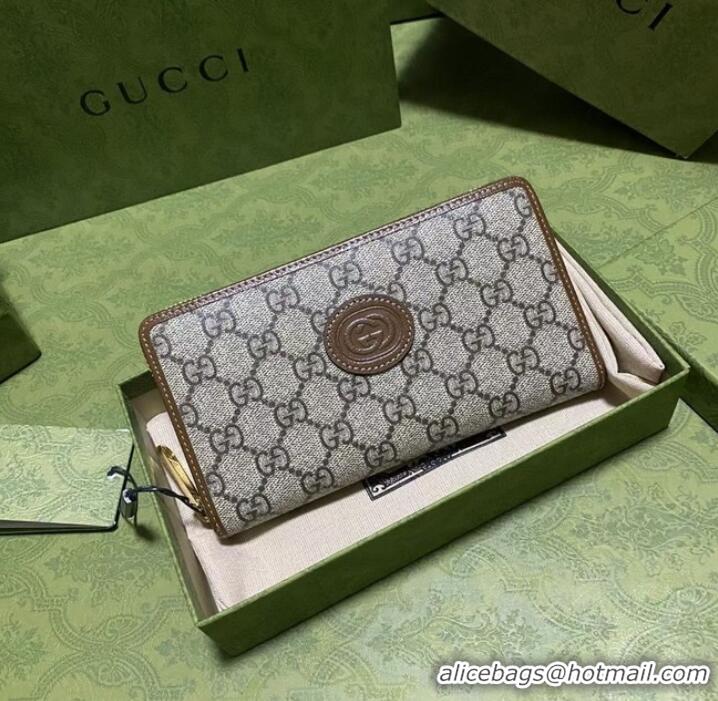 Shop Discount Gucci Zip around wallet with Interlocking G 673003 brown