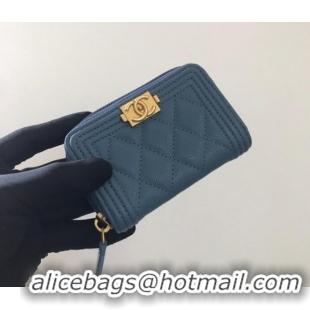 Reasonable Price BOY CHANEL Coin Purse A80602 blue