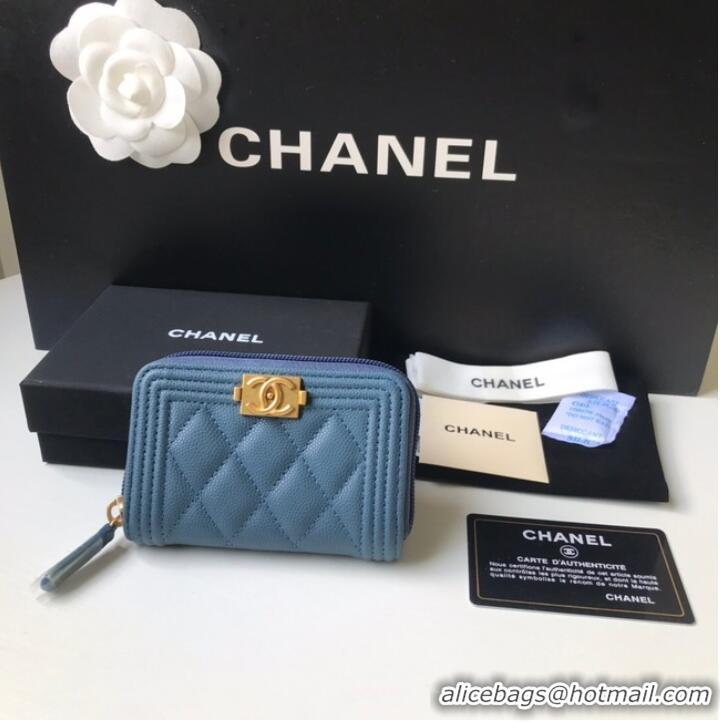 Reasonable Price BOY CHANEL Coin Purse A80602 blue