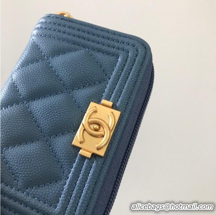 Reasonable Price BOY CHANEL Coin Purse A80602 blue