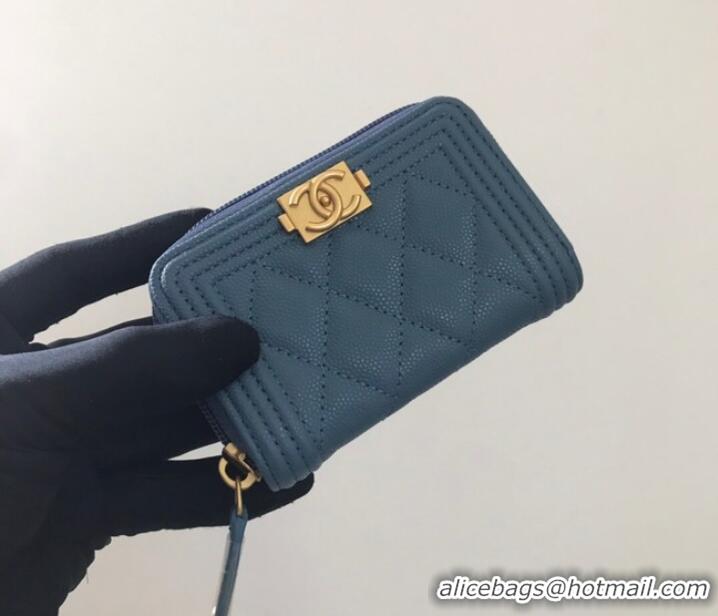 Reasonable Price BOY CHANEL Coin Purse A80602 blue