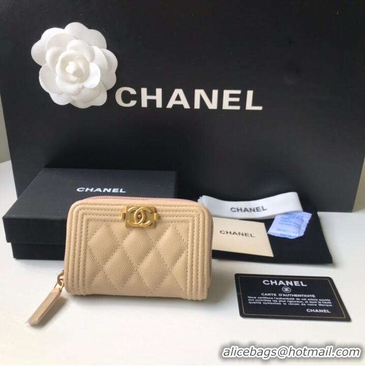 Famous Brand BOY CHANEL Coin Purse A80602 beige