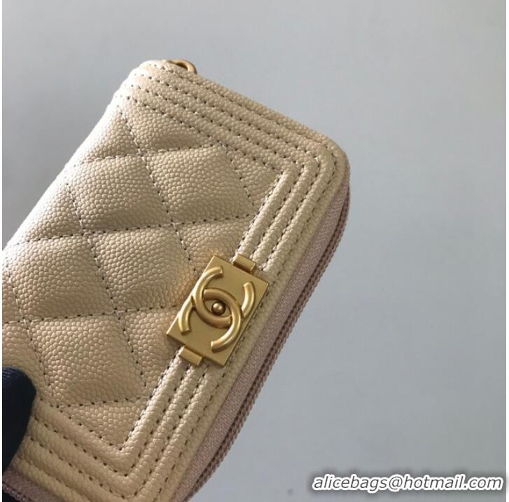 Famous Brand BOY CHANEL Coin Purse A80602 beige