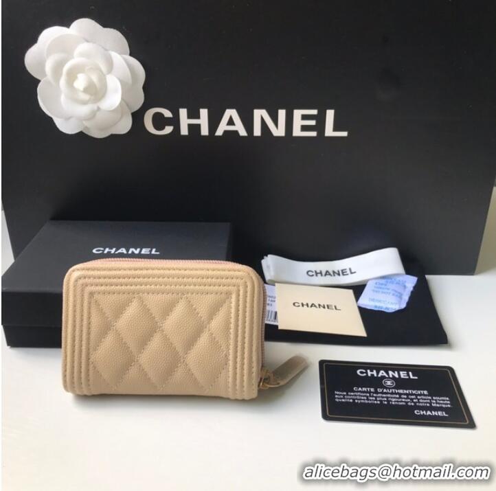 Famous Brand BOY CHANEL Coin Purse A80602 beige