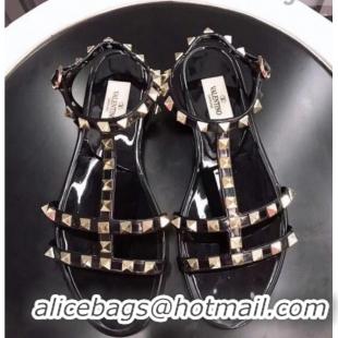 Duplicate Valentino PVC Stud Flat Sandals 021685 Black