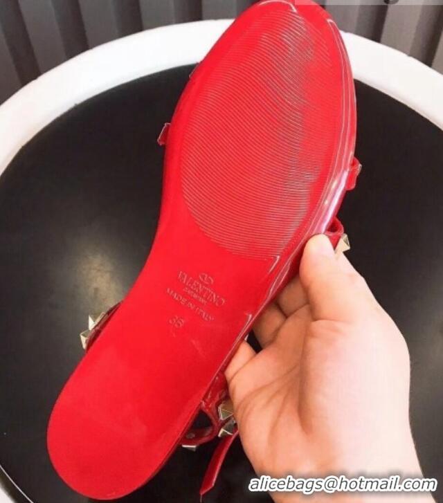 Unique Style Valentino PVC Stud Flat Sandals 021685 Red