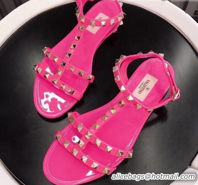 Stylish Valentino PVC Stud Flat Sandals 021685 Pink