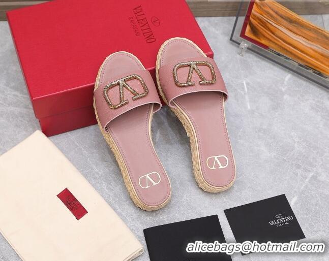 Duplicate Valentino VLogo Calfskin Slide Sandals 021694 Pink