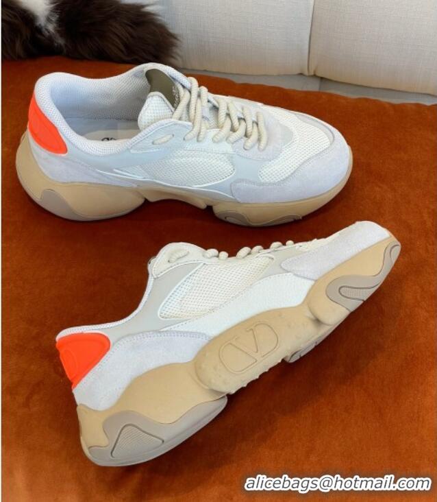 Grade Quality Valentino Mesh Bubbleback Sneakers 030744  White/Beige/Orange