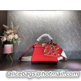 Super Quality Fendi Peekaboo ISeeU Small leather bag F8636 RED