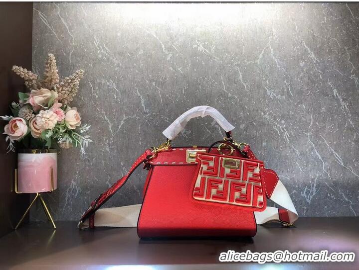 Super Quality Fendi Peekaboo ISeeU Small leather bag F8636 RED