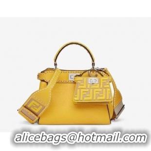 Low Cost Fendi Peekaboo ISeeU Small leather bag F8636 yellow