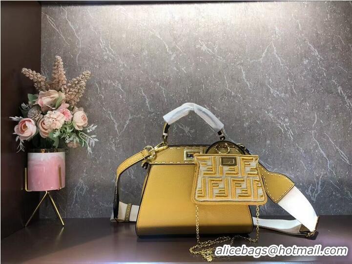 Low Cost Fendi Peekaboo ISeeU Small leather bag F8636 yellow