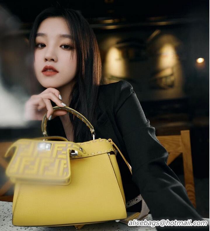 Low Cost Fendi Peekaboo ISeeU Small leather bag F8636 yellow