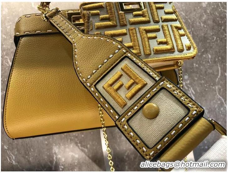 Low Cost Fendi Peekaboo ISeeU Small leather bag F8636 yellow