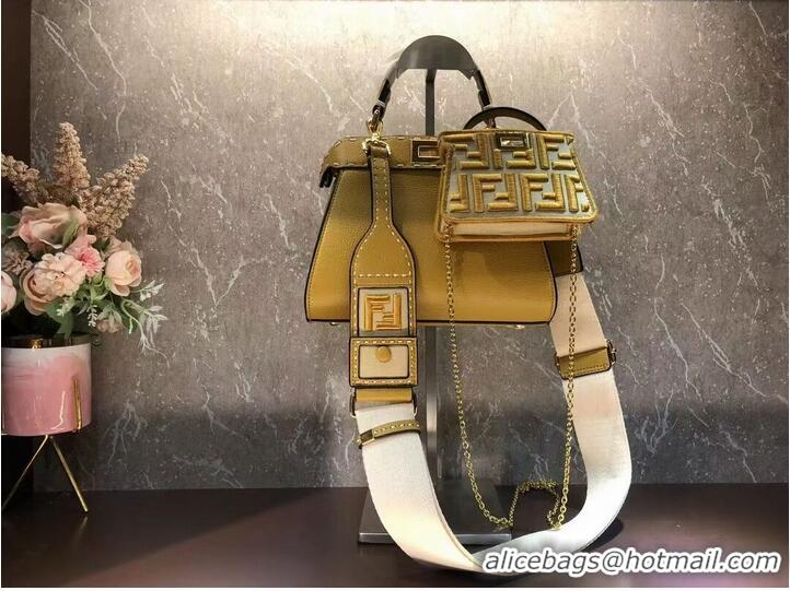 Low Cost Fendi Peekaboo ISeeU Small leather bag F8636 yellow