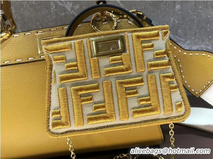 Low Cost Fendi Peekaboo ISeeU Small leather bag F8636 yellow