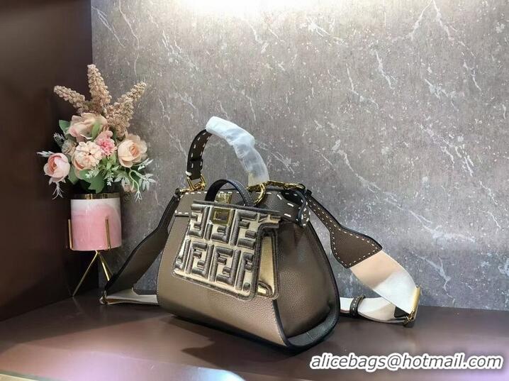 Low Cost Fendi Peekaboo ISeeU Small leather bag F8636 gray