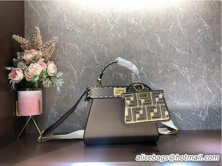 Low Cost Fendi Peekaboo ISeeU Small leather bag F8636 gray