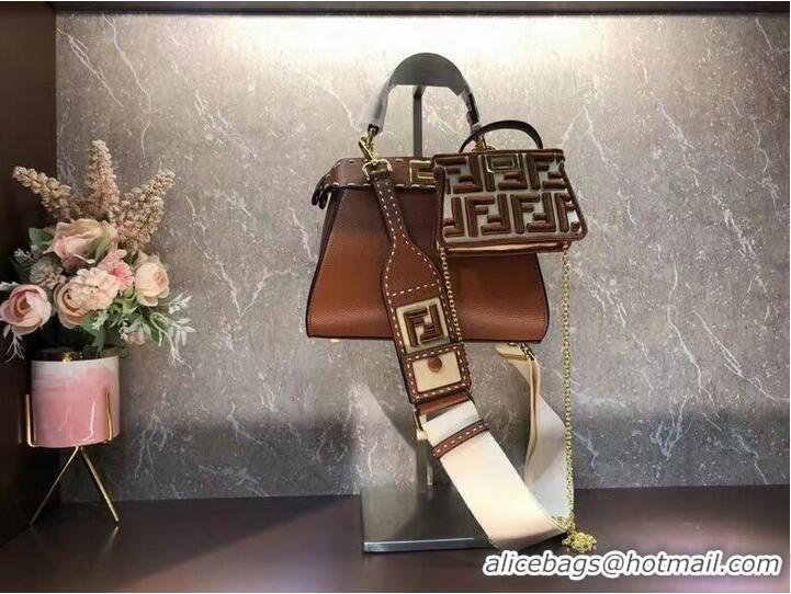 Buy Fashionable Fendi Peekaboo ISeeU Small leather bag F8636 brown