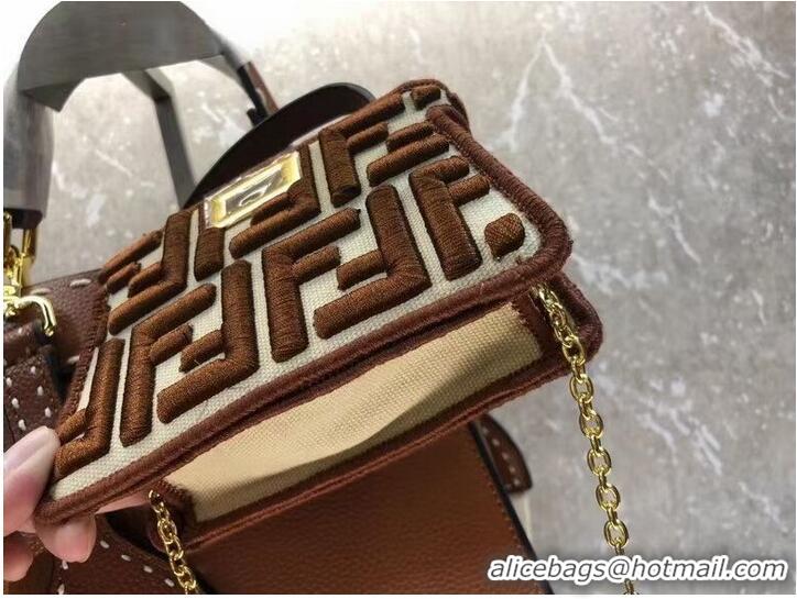 Buy Fashionable Fendi Peekaboo ISeeU Small leather bag F8636 brown