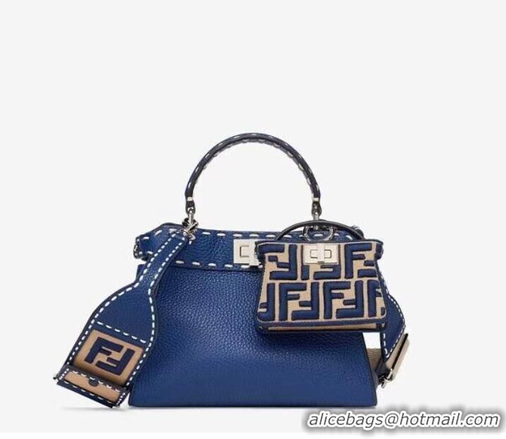 Good Taste Fendi Peekaboo ISeeU Small leather bag F8636 blue