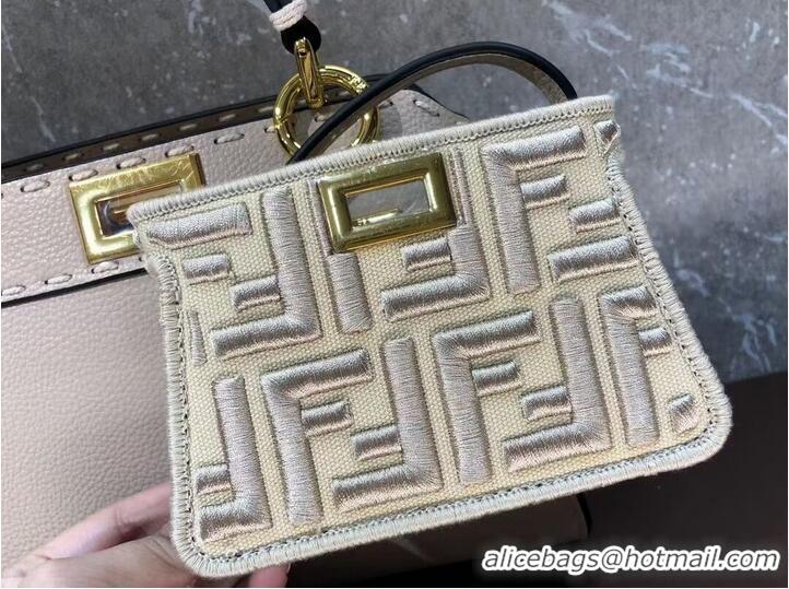 Famous Brand Fendi Peekaboo ISeeU Small leather bag F8636 Beige