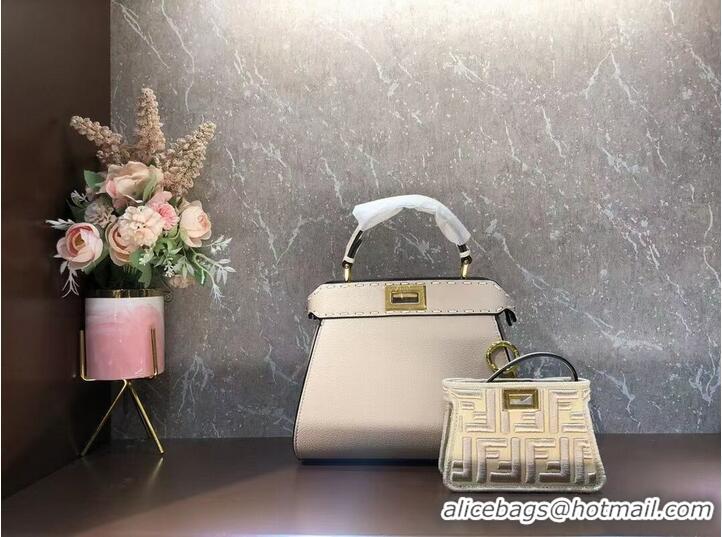 Famous Brand Fendi Peekaboo ISeeU Small leather bag F8636 Beige