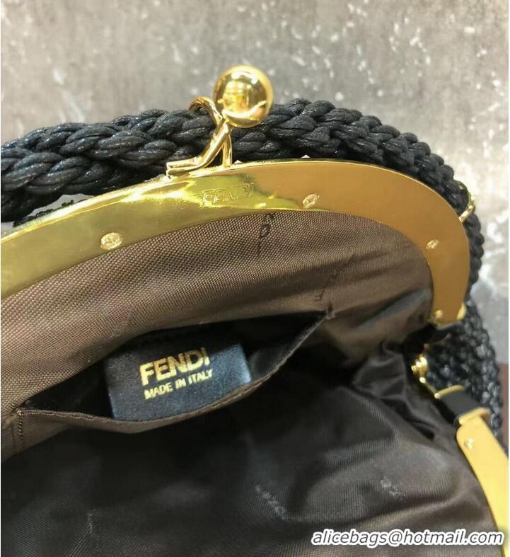 Low Price FENDI raffia bag F7641 black