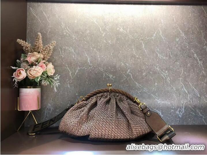 Famous Brand FENDI raffia bag F7641 light brown