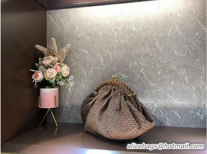 Famous Brand FENDI raffia bag F7641 light brown