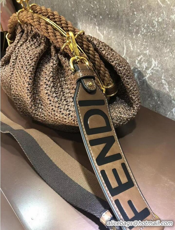 Famous Brand FENDI raffia bag F7641 light brown