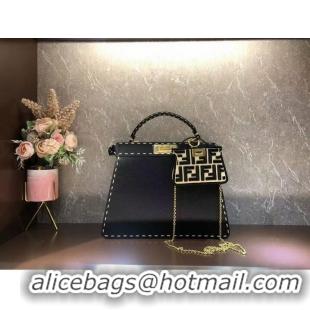 Promotional Fendi Peekaboo ISeeU MEDIUM leather bag F8637 black