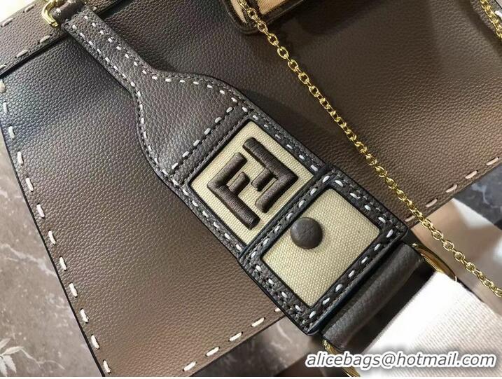 Discount Fendi Peekaboo ISeeU MEDIUM leather bag F8637 gray