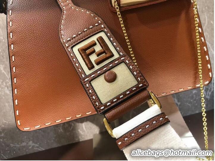 Buy Discount Fendi Peekaboo ISeeU MEDIUM leather bag F8637 brown