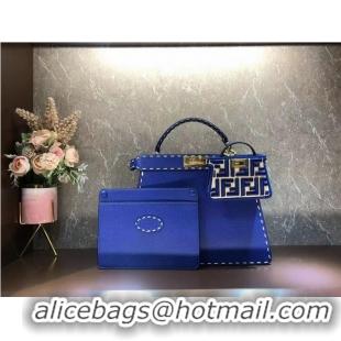 Super Quality Fendi Peekaboo ISeeU MEDIUM leather bag F8637 blue