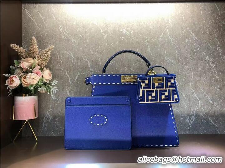 Super Quality Fendi Peekaboo ISeeU MEDIUM leather bag F8637 blue