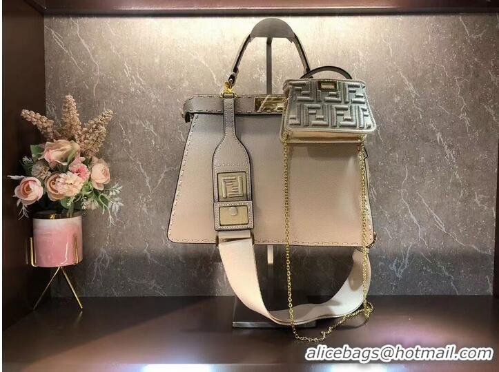 Top Quality Fendi Peekaboo ISeeU MEDIUM leather bag F8637 Beige