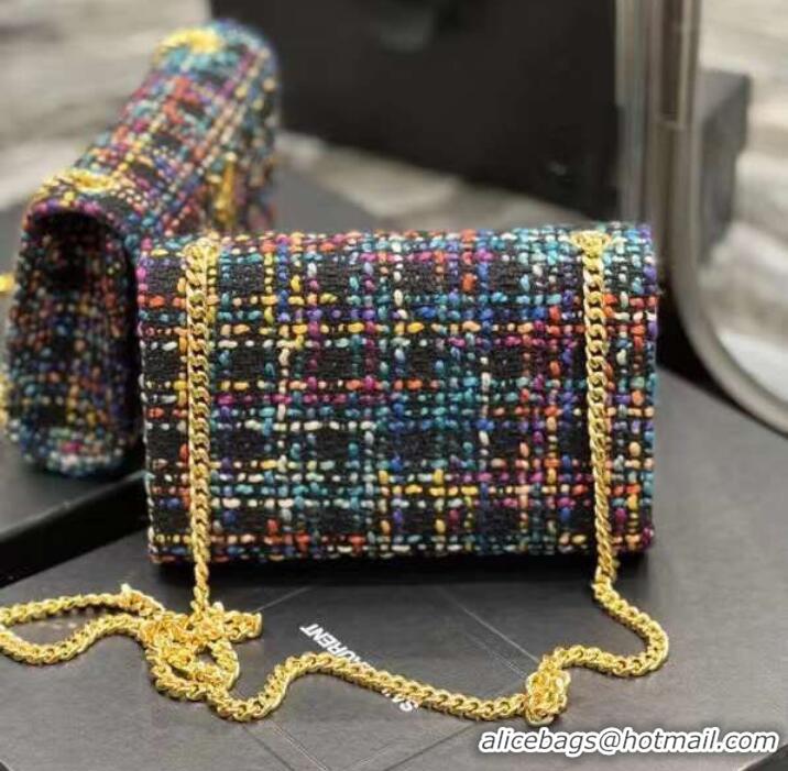 Promotional Yves Saint Laurent PUFFER SMALL BAG IN CHECKED TWEED AND LAMBSKIN 569930 multicolour