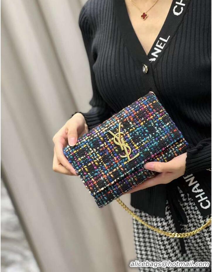 Promotional Yves Saint Laurent PUFFER SMALL BAG IN CHECKED TWEED AND LAMBSKIN 569930 multicolour