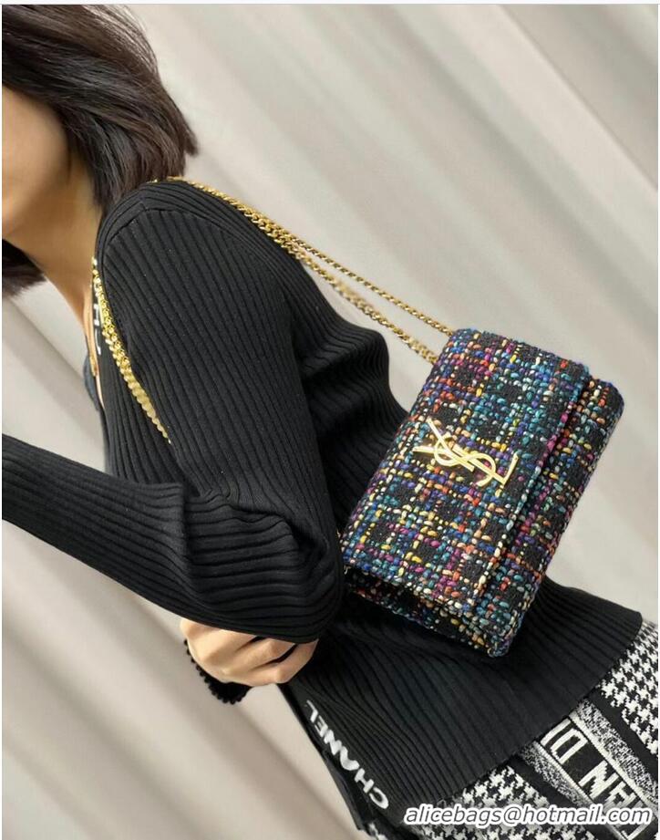 Promotional Yves Saint Laurent PUFFER SMALL BAG IN CHECKED TWEED AND LAMBSKIN 569930 multicolour