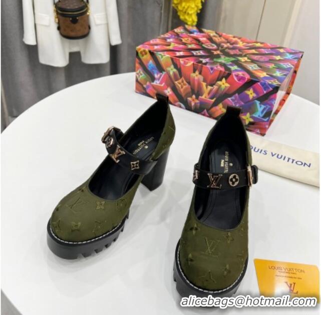 Top Design Louis Vuitton Star Trail Pumps 9.5cm in Monogram Fabric 021619 Green