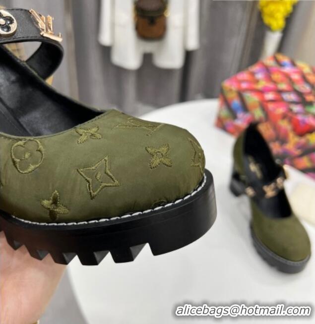 Top Design Louis Vuitton Star Trail Pumps 9.5cm in Monogram Fabric 021619 Green